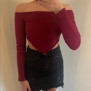 NWT Off The Shoulder Crop Top in Maroon!